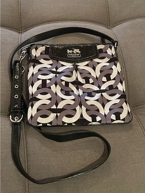 Coach Black & Gray Interlocking Print Crossbody Bag.  Pristine condition!